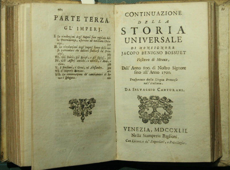 Discorso sopra la storia universale per dilucidare la continuazion della religione e le mutazioni degl'Imperi; Continuazione della storia universale