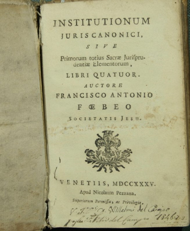 Institutionum juris canonici sive Primorum totius sacrae jurisprudentiae elementorum libri quatuor