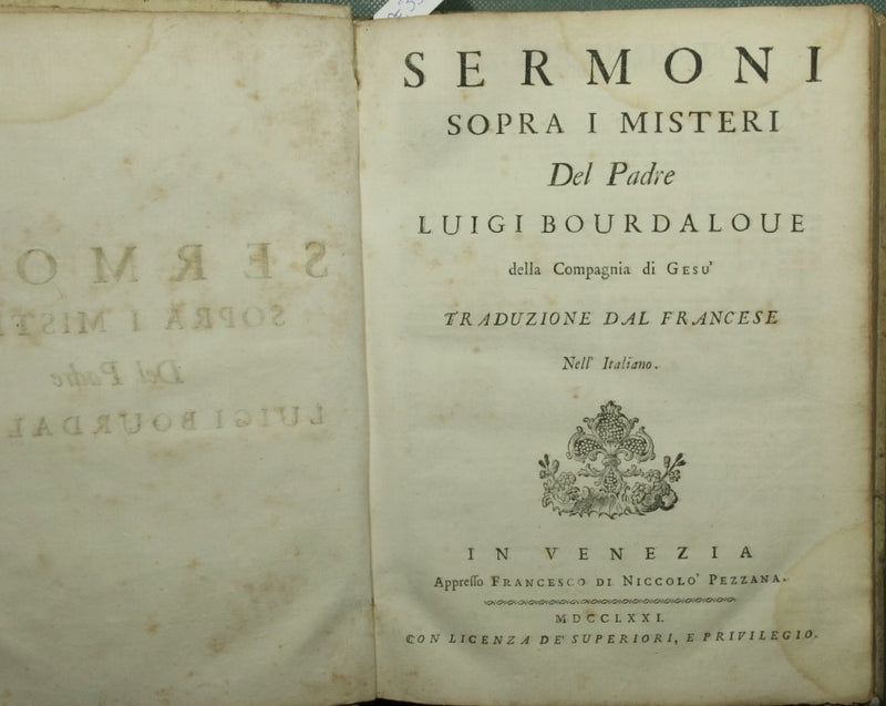 Sermoni sopra i misteri del padre Luigi Bourdaloue della Compagnia di Gesù