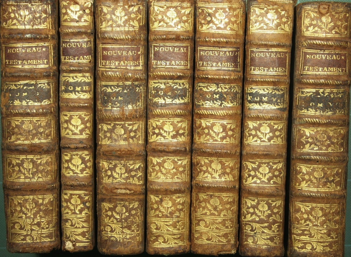 Le Nouveau Testament en francois, avec des reflexions morales sur chaque verset. Voll. I-II-IVV-VI-VIII