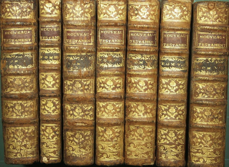 Le Nouveau Testament en francois, avec des reflexions morales sur chaque verset. Voll. I-II-IVV-VI-VIII