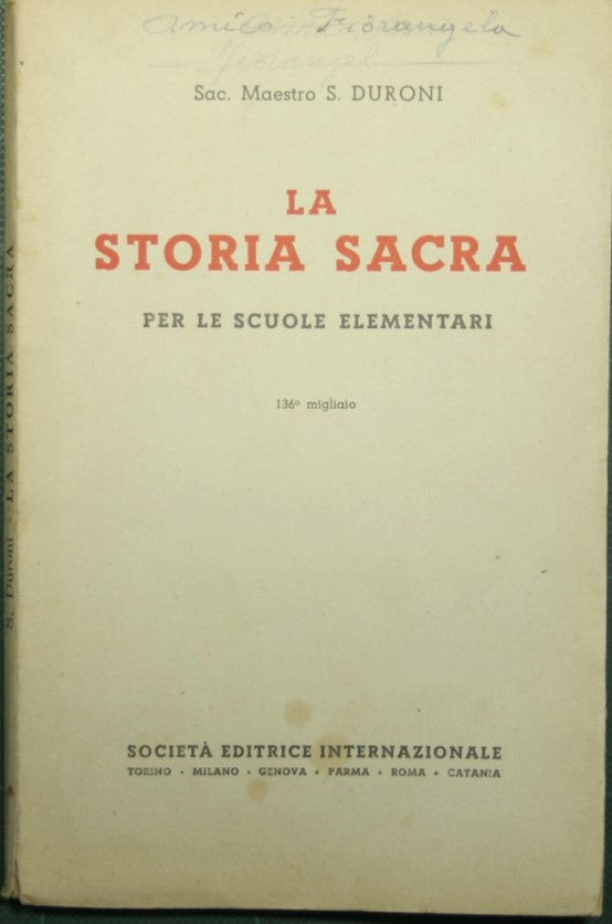 La storia sacra per le scuole elementari