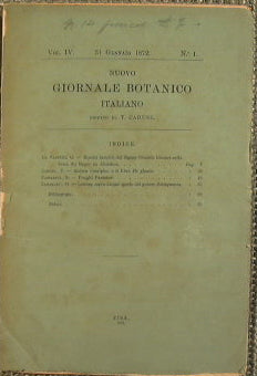 Nuovo Giornale Botanico Italiano diretto da T.Caruel. Volume IV numero 1