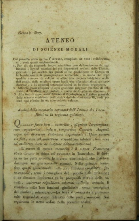 Ateneo di scienze morali. Anno 1827
