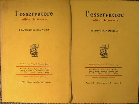 El observador político literario. Número 8 Año XIII 1967 y Número 9 mismo año.