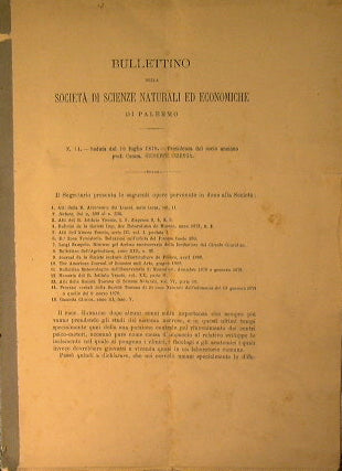 Bullettino della Società di Scienze Naturali ed Economiche di Palermo