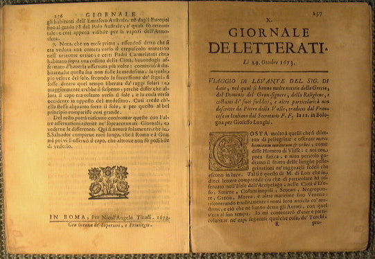 Il giornale de Letterati per tutto l'anno 1673