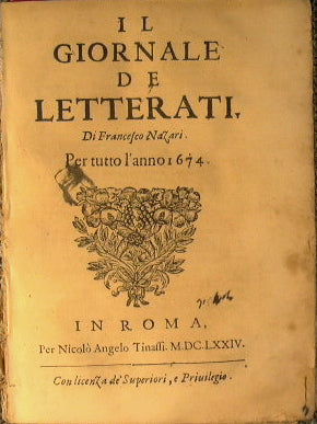 Il giornale de Letterati per tutto l'anno 1674