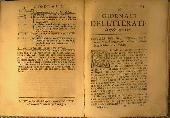 Il giornale de Letterati per tutto l'anno 1674