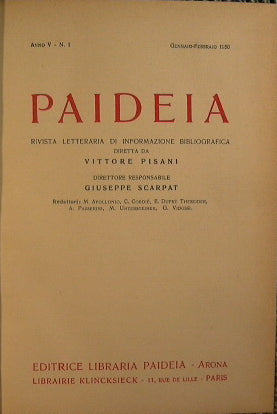 Paideia. Literary magazine of bibliographical information directed by Vittore Pisani