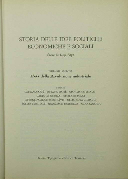 Storia delle idee politiche economiche e sociali. Vol. V - L'età della Rivoluzione industriale