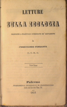 Letture sulla zoologia unito a Esercizio di divozione in onore dell'incarnazione e natività…