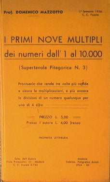 I primi nove multipli dei numeri dall'1 al 10000 (Supertavola Pitagorica N.3)