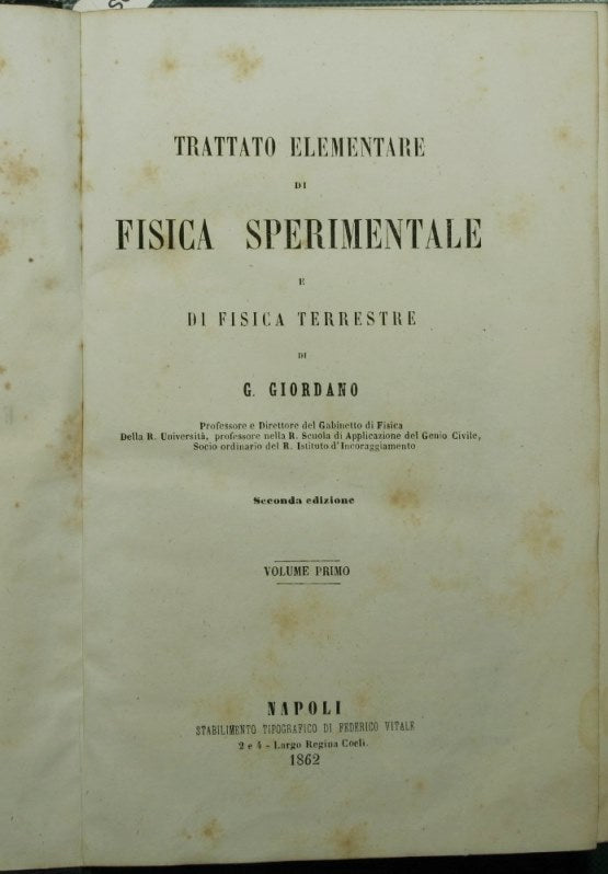Trattato elementare di fisica sperimentale e di fisica terrestre