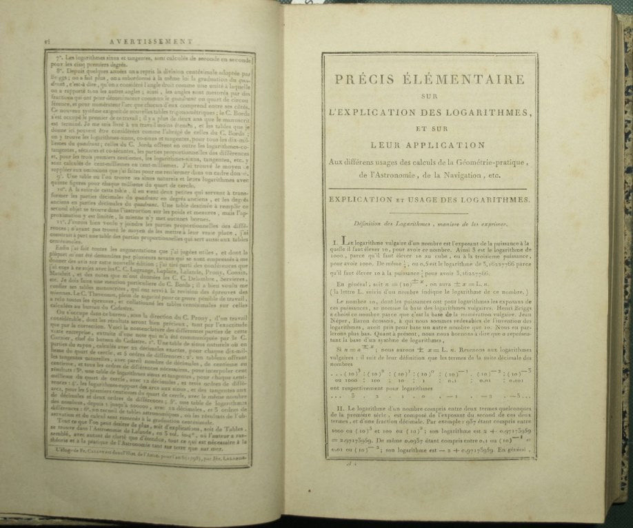 Portable logarithme tables, containing the logarithmes of names, worth 1 just 108,000