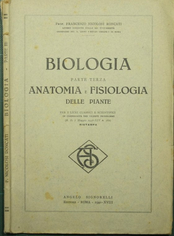 Biologia. Parte terza - Anatomia e fisiologia delle piante