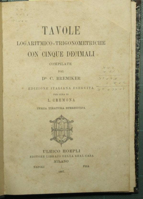 Tavole logaritmico-trigonometriche con cinque decimali