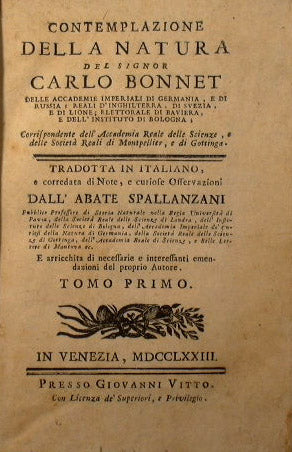 Contemplazione della natura del signor Carlo Bonnet delle Accademie Reali di Germania…