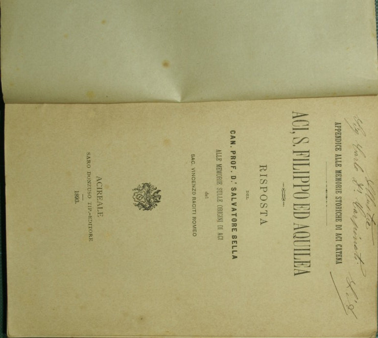 Appendice alle memorie storiche di Aci Catena Aci, S. Filippo ed Aquilea