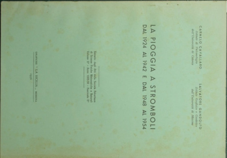 Lluvia en Stromboli de 1924 a 1942 y de 1948 a 1954