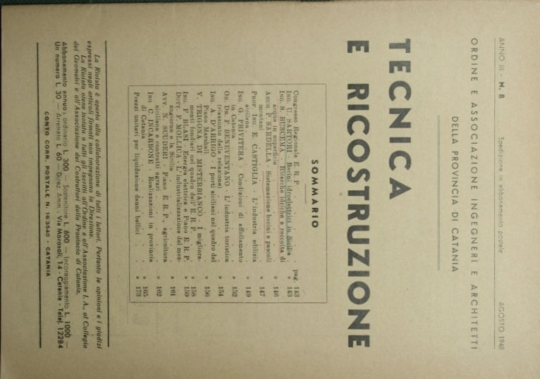 Tecnica e ricostruzione. Agosto 1948