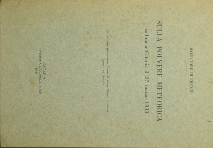 Sulla polvere meteorica caduta a Catania il 27 marzo 1933