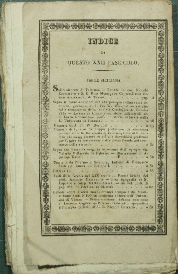 Effemeridi scientifiche e letterarie per la Sicilia. N. 22 - Ottobre 1833