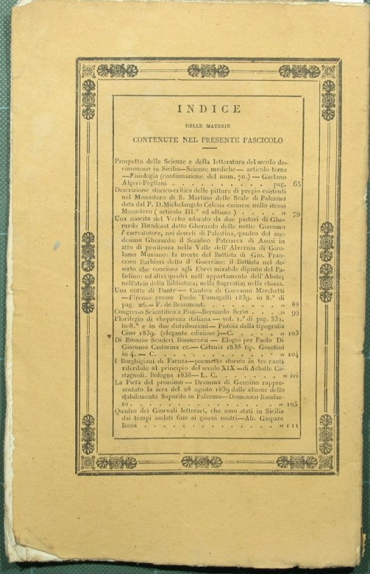 Effemeridi scientifiche e letterarie per la Sicilia. N. 71 - Agosto 1839