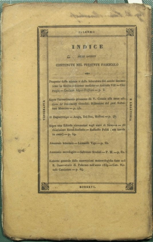 Effemeridi scientifiche e letterarie per la Sicilia. N. 76 - Gennaio 1840