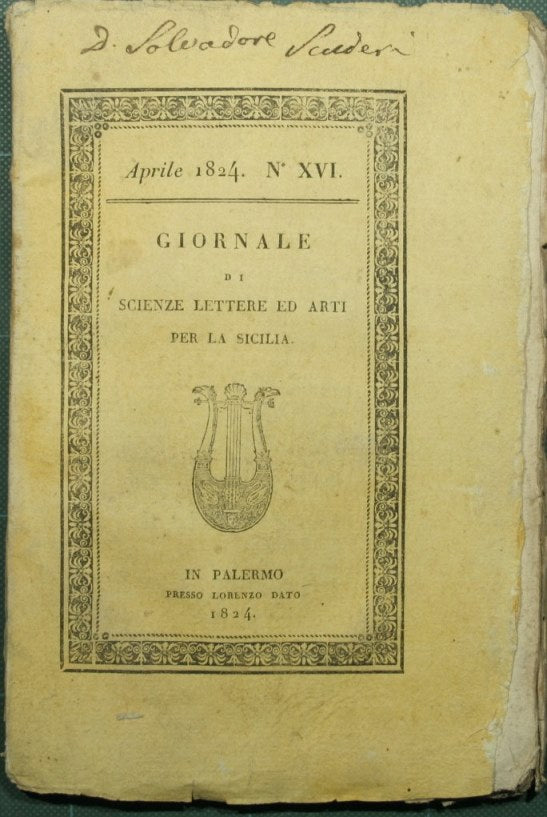 Giornale di scienze lettere ed arti per la Sicilia. Aprile 1824 - N. XVI