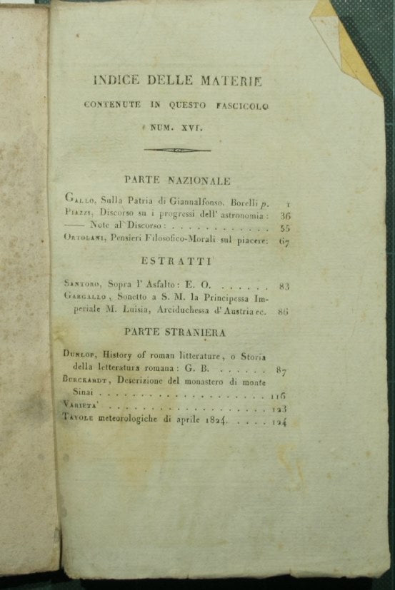 Giornale di scienze lettere ed arti per la Sicilia. Aprile 1824 - N. XVI
