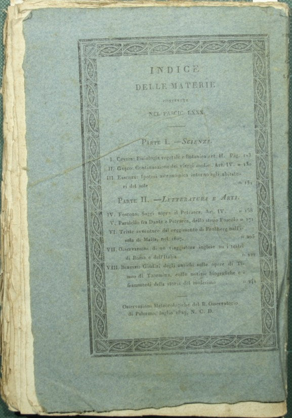 Giornale di scienze lettere ed arti per la Sicilia. Agosto 1829 - N. 80