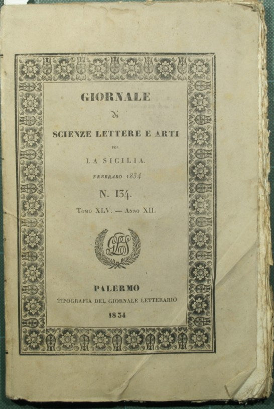 Giornale di scienze lettere ed arti per la Sicilia. Febbraro 1834 - N. 134