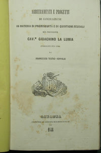 Arbitramenti e progetti di conciliazione in materia di promiscuità e di quistioni feudali ( principe Paternò )