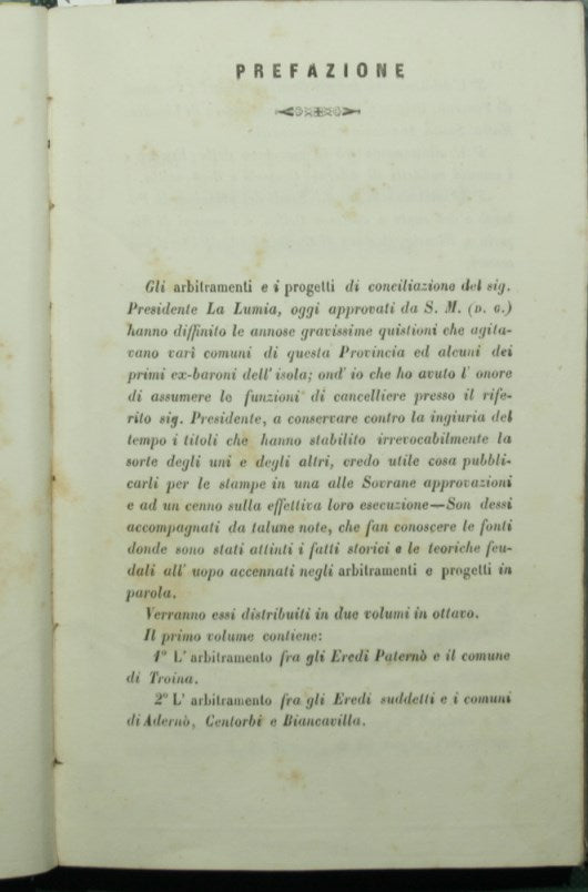 Arbitramenti e progetti di conciliazione in materia di promiscuità e di quistioni feudali ( principe Paternò )
