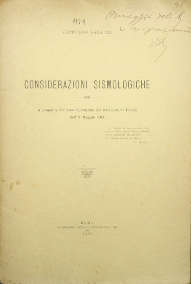 Consideraciones sismológicas