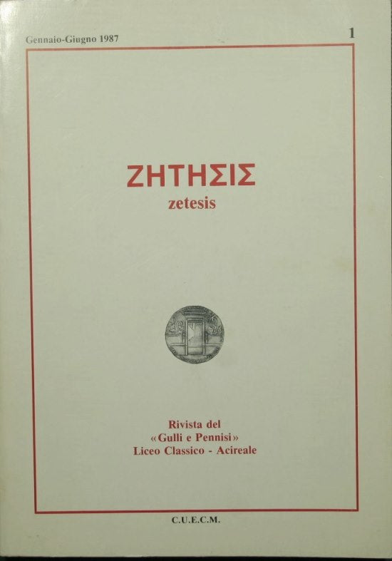 Zetesis - Gennaio-Giugno 1987, n. 1