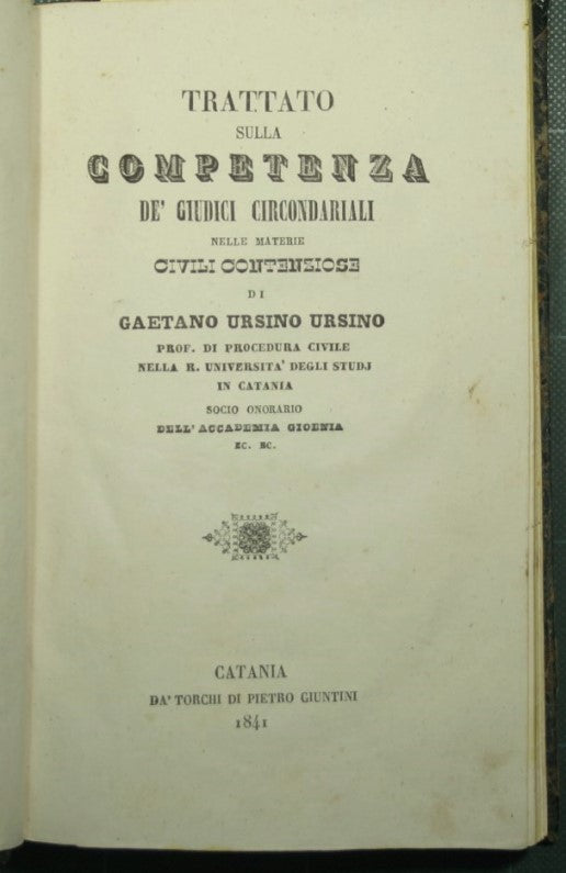 Treaty on the competence of district judges in contentious civil matters