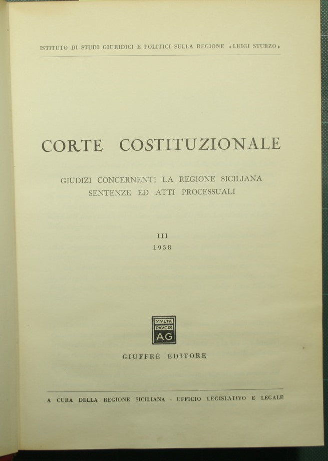 Corte Costituzionale - III 1958 - IV 1959
