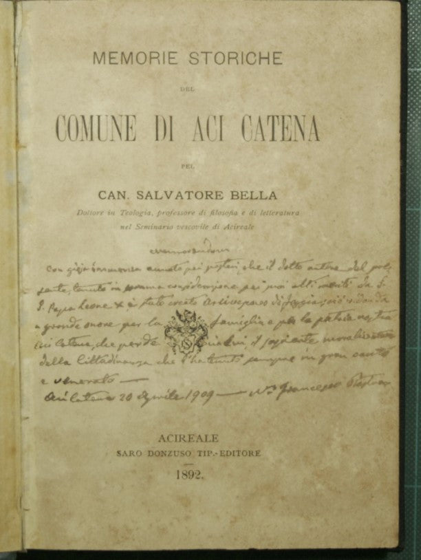 Memorie storiche del comune di Aci Catena
