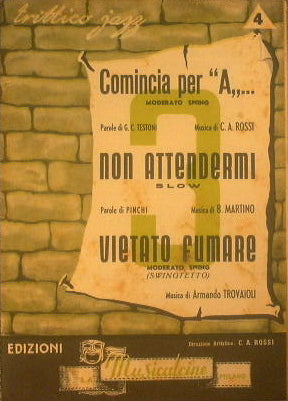 Starts with A (moderate swing) - Don't wait for me (slow) - No smoking (moderate swing)