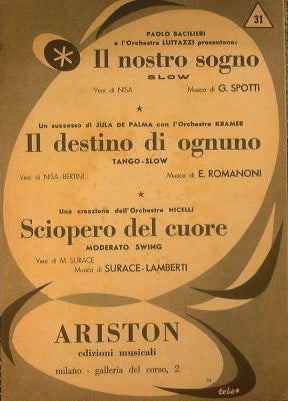 Il nostro sogno ( slow ) - Il destino di ognuno ( tango slow ) - Sciopero del cuore ( moderato swing )