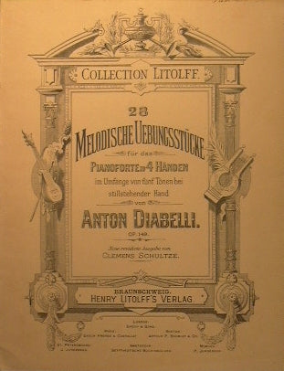 28 Melodische Uebungsstucke fur das Pianoforte zu 4 Handen