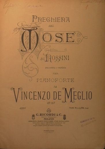 VOLUME WITH VARIOUS SONGS: Rossini Prayer of Moses - Gounod Ave Maria - Bard La Duchessa del Bal Tabarin - Leoncavallo Mattinata - Puccini Madama Butterfly - Bizet Pearl Fishers etc etc