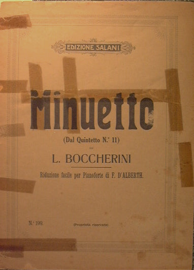 Minueto.(Del Quinteto N.11).Reducción fácil para piano de F.D'Alberth