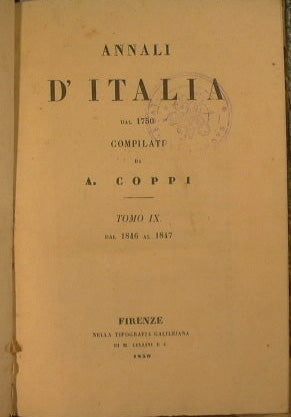 Anales de Italia - Volumen IX de 1846 a 1847.