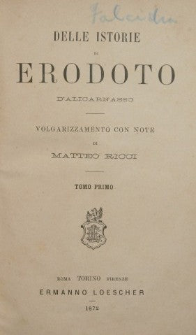 De las Historias de Heródoto de Halicarnaso. Vol. yo