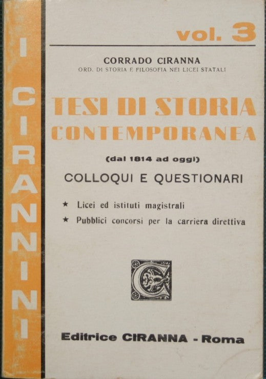 Tesi di storia contemporanea (Dal 1814 ad oggi)