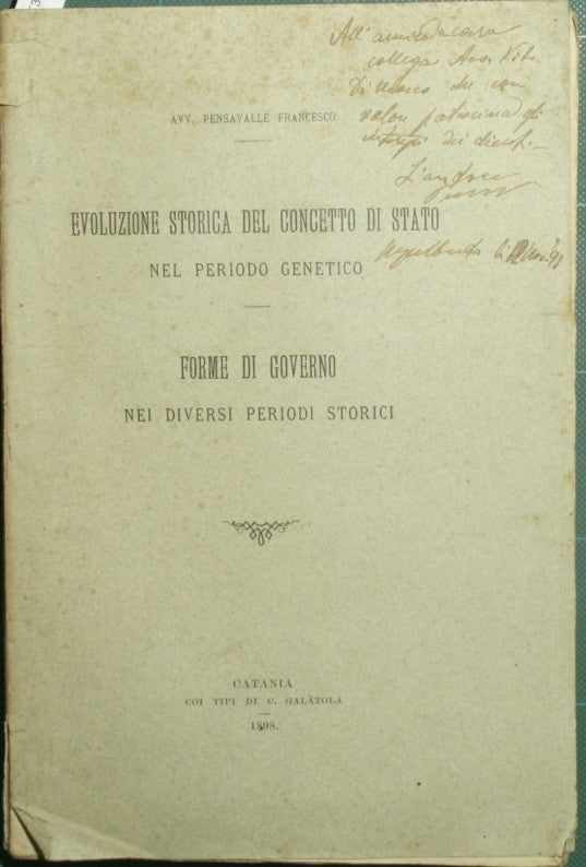 Evoluzione storica del concetto di Stato. Forme di governo nei diversi periodi storici