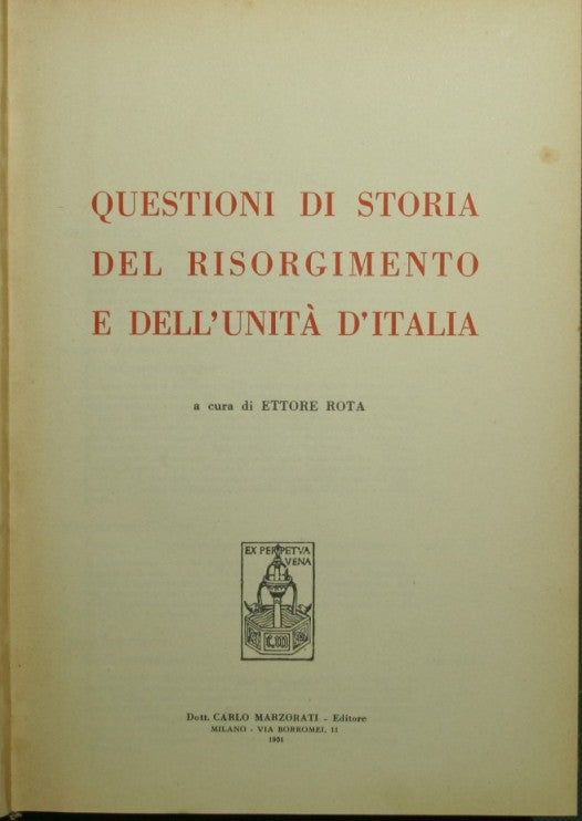 Questioni di storia del Risorgimento e dell'Unità d'Italia